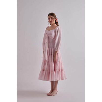 Torsha Pink Paradise Cotton Silk Dress for Women