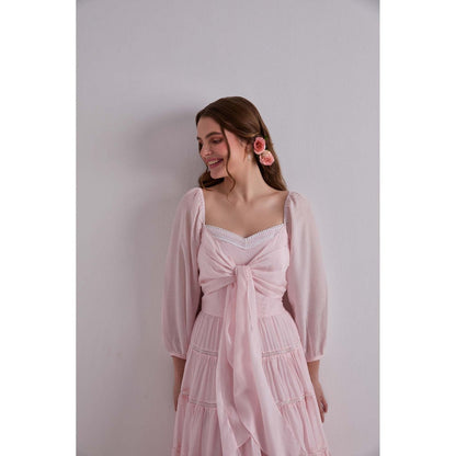 Torsha Pink Paradise Cotton Silk Dress for Women
