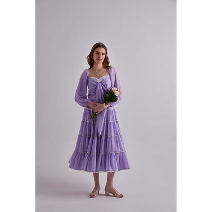 Torsha Purple Trendy Design Dream Cotton Dress for Women