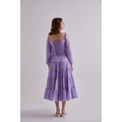 Torsha Purple Trendy Design Dream Cotton Dress for Women