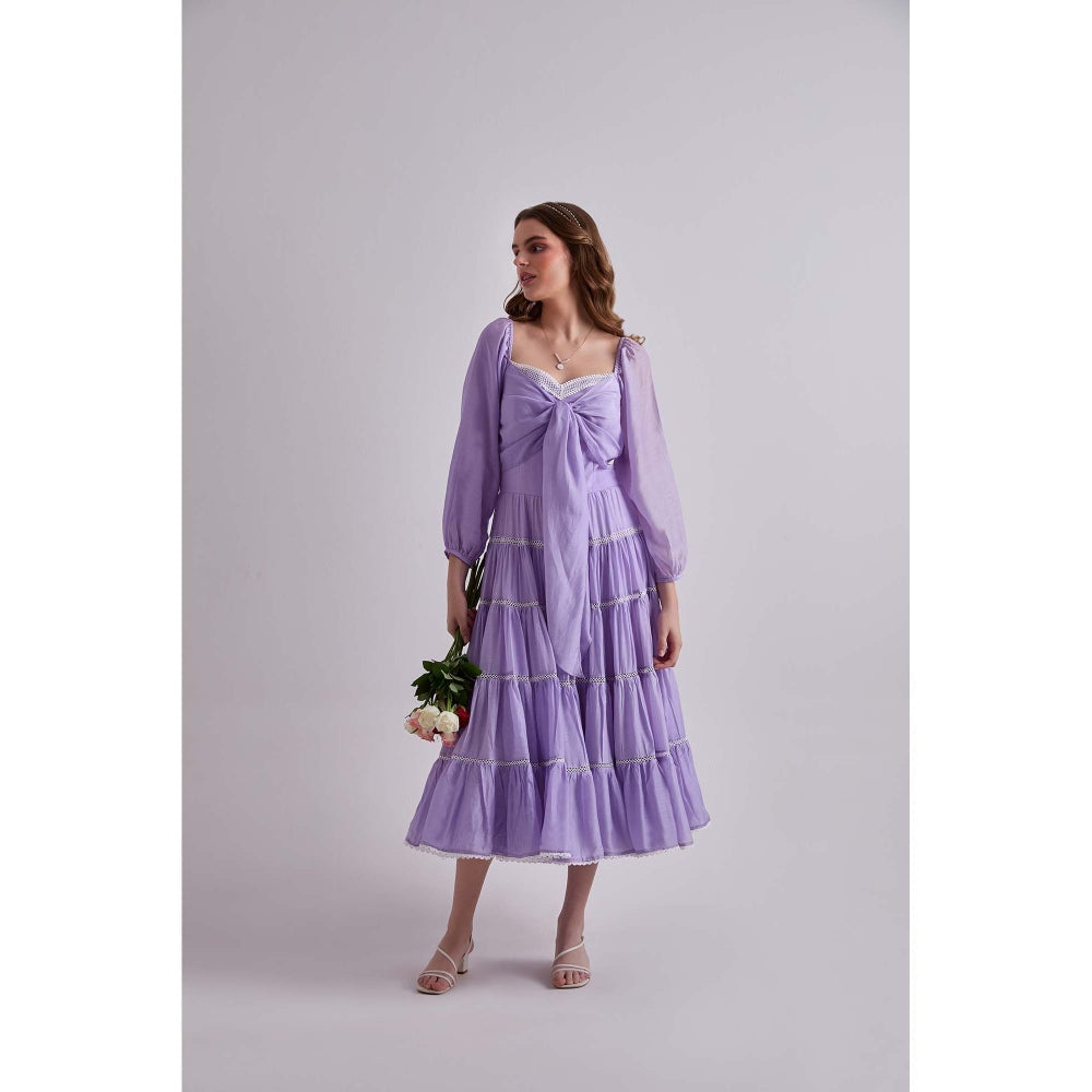 Torsha Purple Trendy Design Dream Cotton Dress for Women