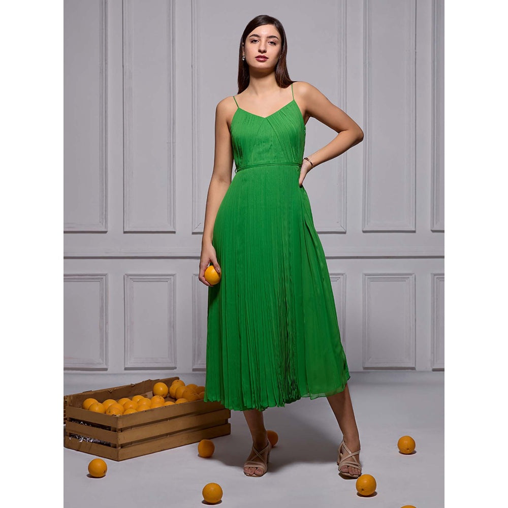 Torsha Green Mint To Be Midi Georgette Dress for Women