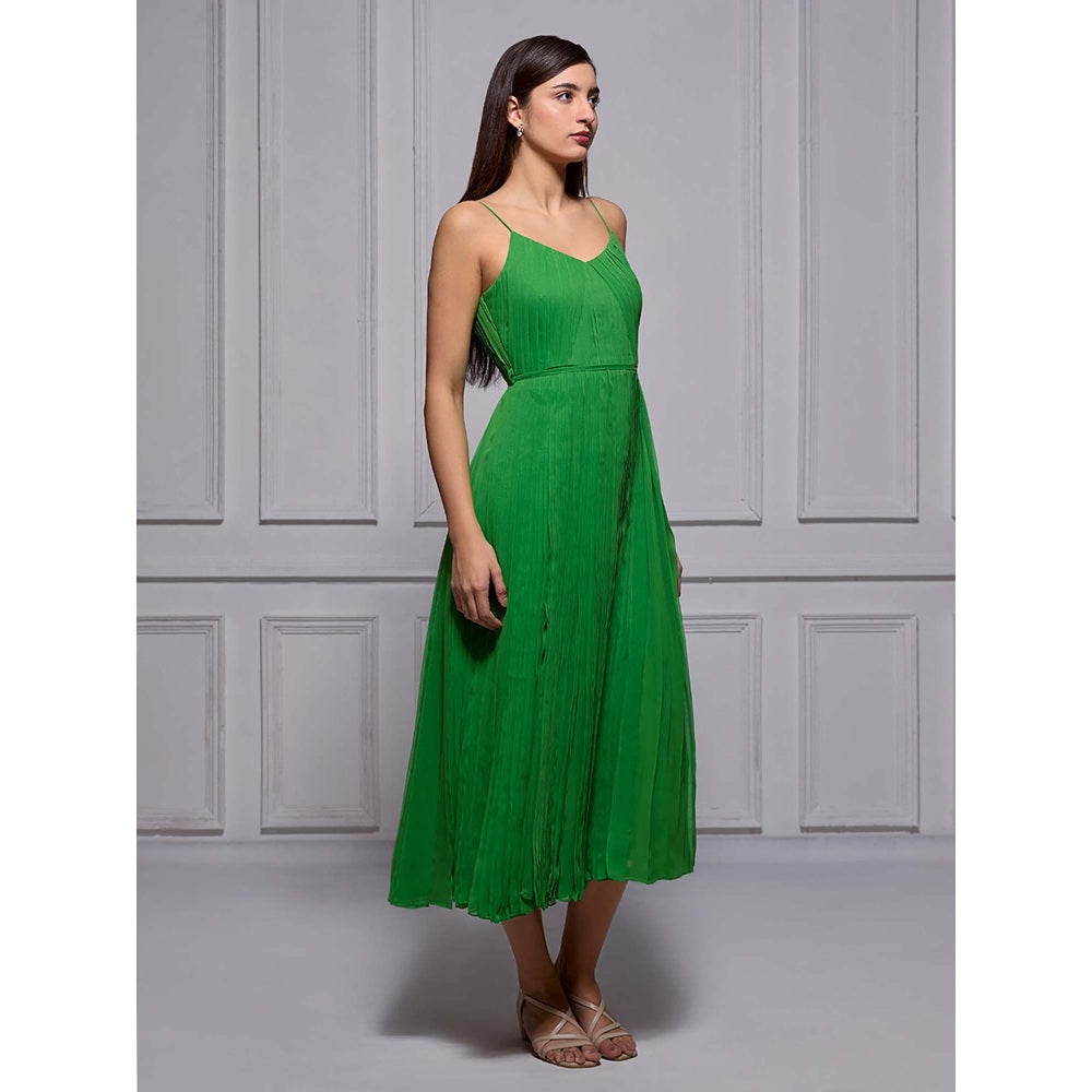 Torsha Green Mint To Be Midi Georgette Dress for Women