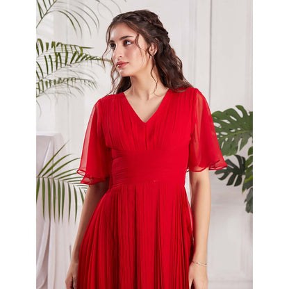 Torsha Red Georgette Alert Midi Dress for Women