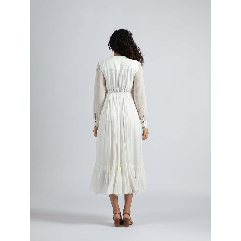 Torsha White Golden Bloom Dress