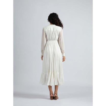 Torsha White Golden Bloom Dress