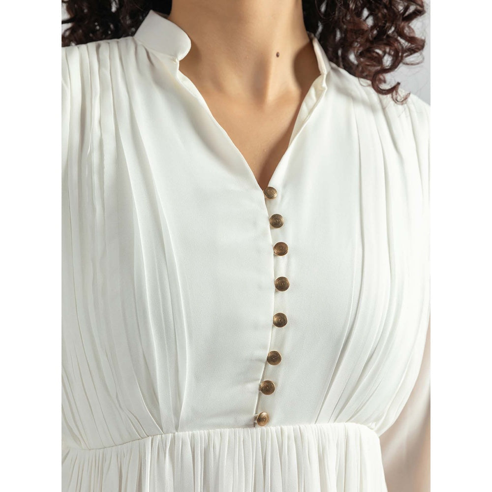 Torsha White Golden Bloom Dress