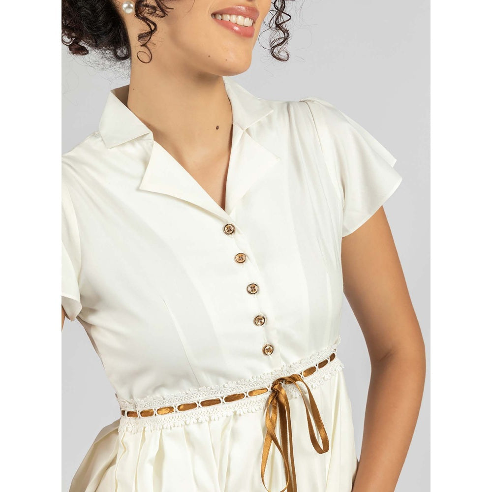 Torsha White Pearl Pleat Dress