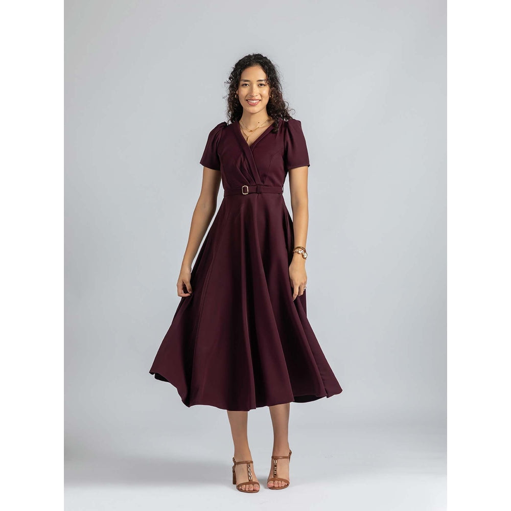 Torsha Wine Wrap Dress with Belt