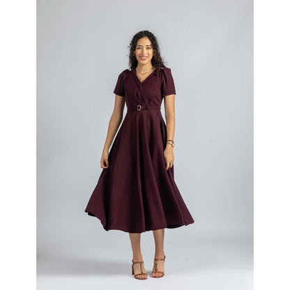 Torsha Wine Wrap Dress with Belt