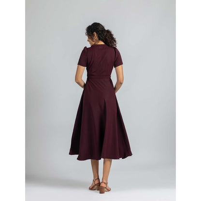 Torsha Wine Wrap Dress with Belt