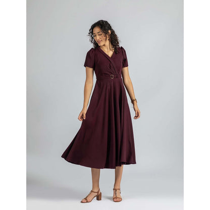 Torsha Wine Wrap Dress with Belt
