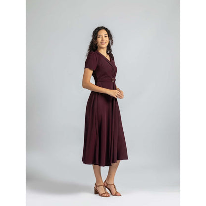 Torsha Wine Wrap Dress with Belt