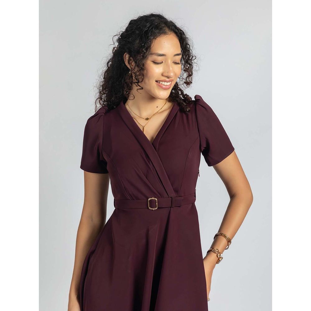 Torsha Wine Wrap Dress with Belt