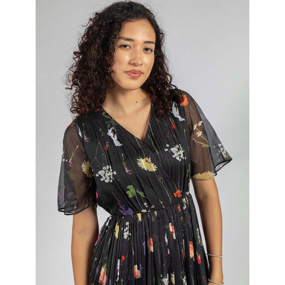 Torsha Black Twilight Drape Dress