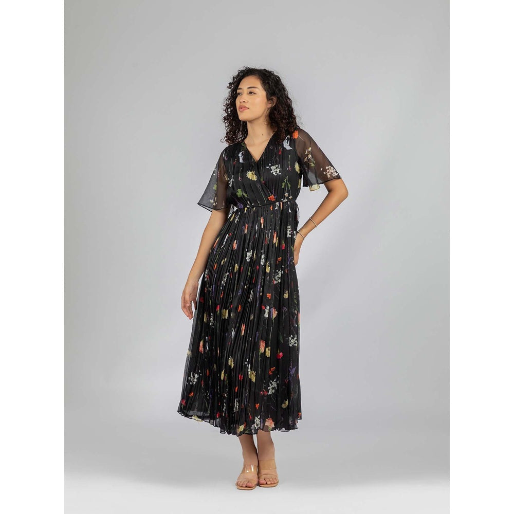 Torsha Black Twilight Drape Dress