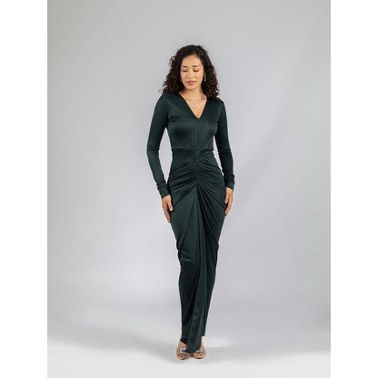 Torsha Green Luxe Drapes Gown