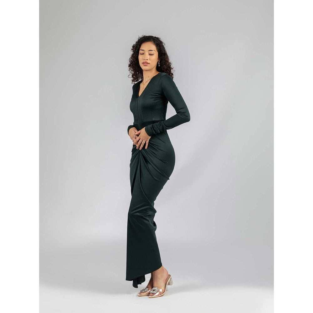 Torsha Green Luxe Drapes Gown