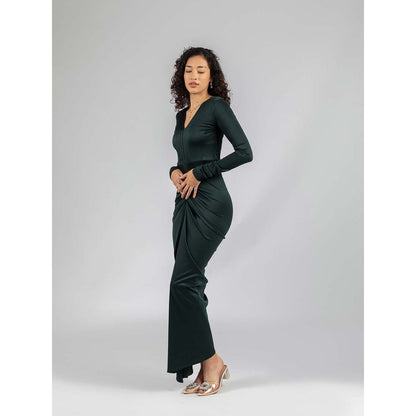 Torsha Green Luxe Drapes Gown