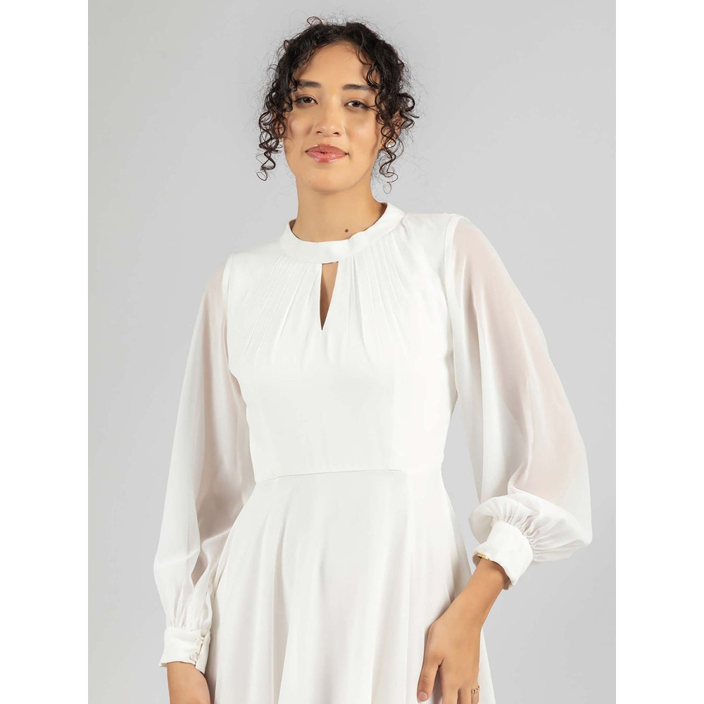 Torsha White Crystal Flared Dress