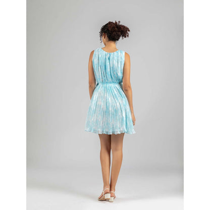 Torsha Blue Cloud Whisper Dress with Belt