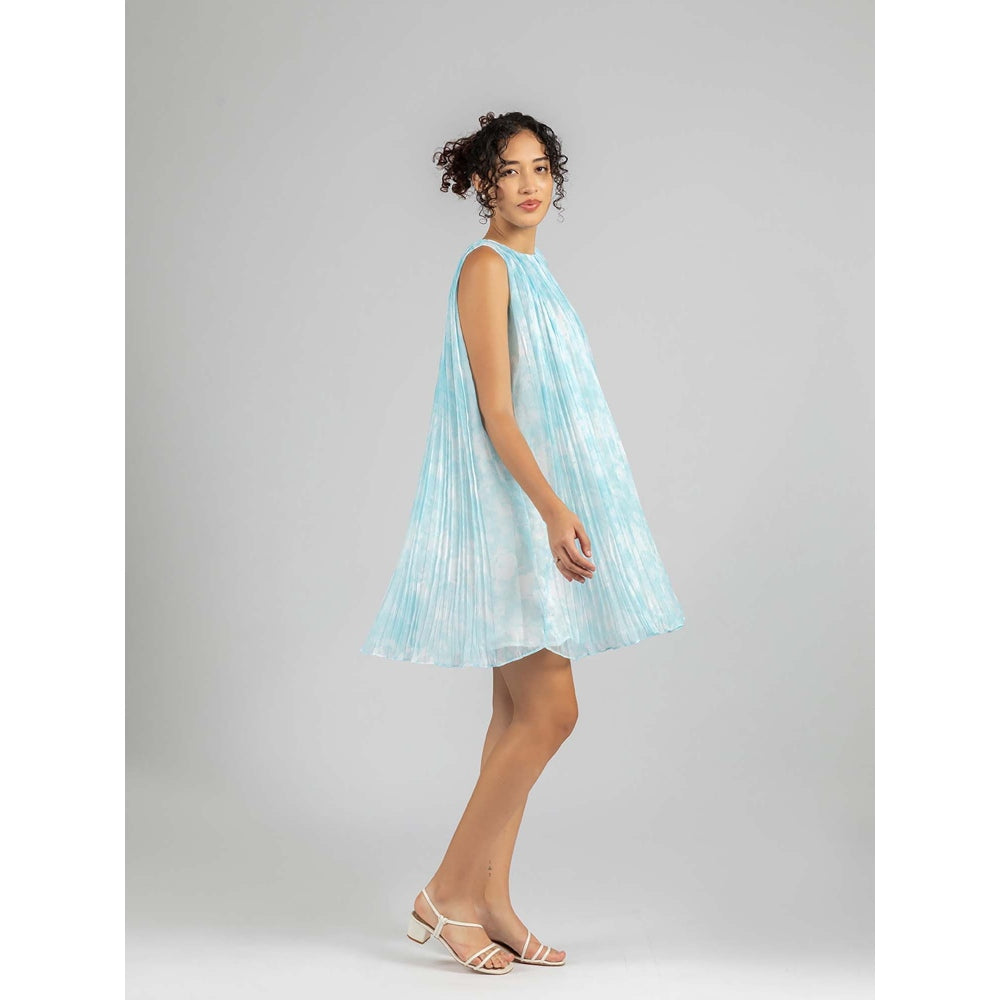 Torsha Blue Cloud Whisper Dress with Belt