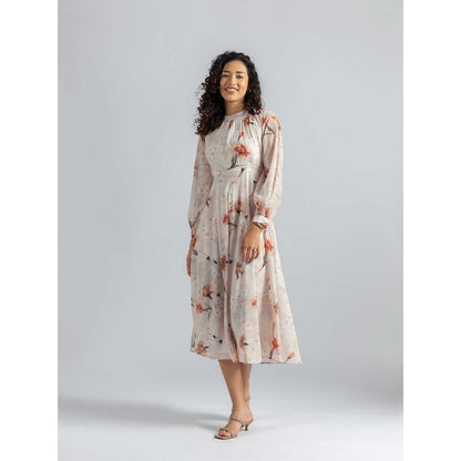 Torsha Beige Enchantment Midi Dress