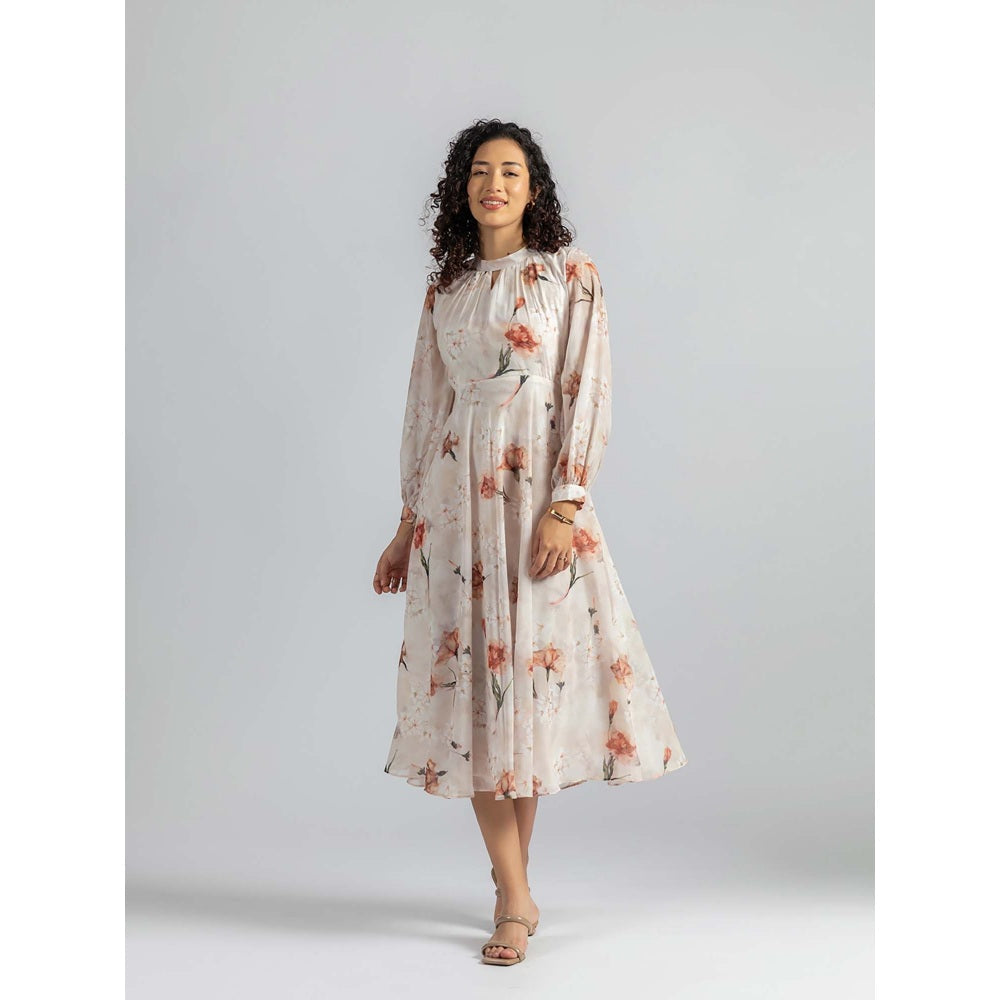 Torsha Beige Enchantment Midi Dress