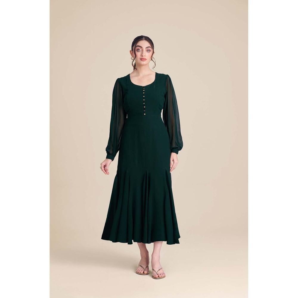 Torsha Green Whisper Flared Dress