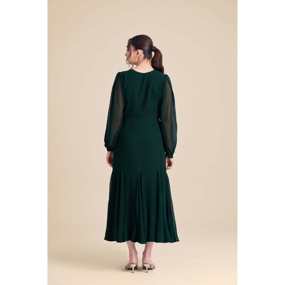 Torsha Green Whisper Flared Dress