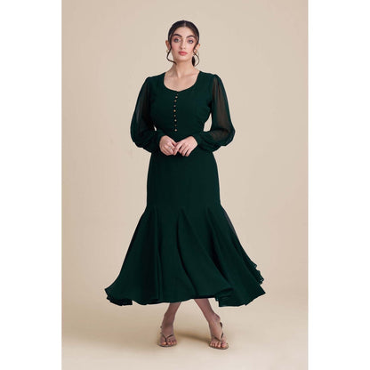 Torsha Green Whisper Flared Dress