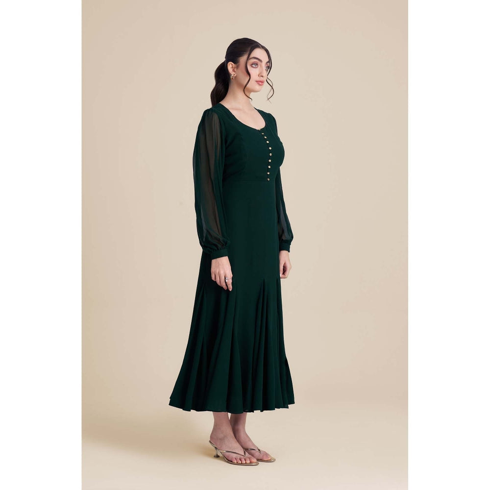 Torsha Green Whisper Flared Dress