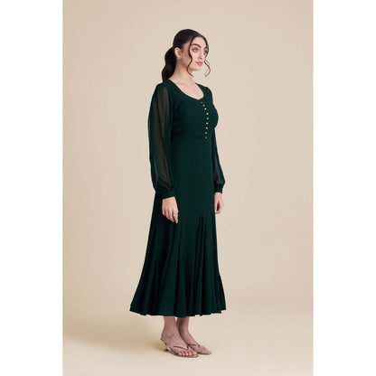 Torsha Green Whisper Flared Dress