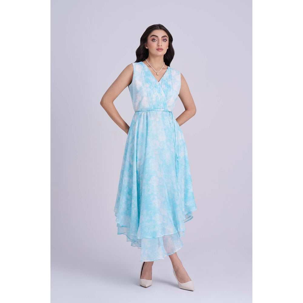 Torsha Blue Skyline Drift Midi Dress
