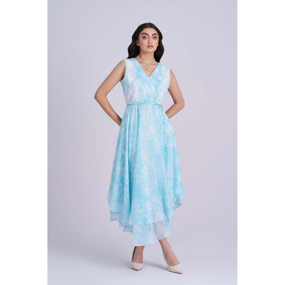 Torsha Blue Skyline Drift Midi Dress