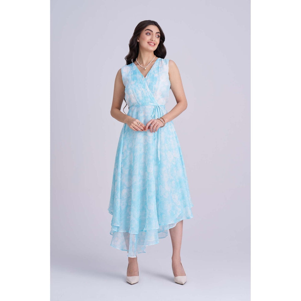 Torsha Blue Skyline Drift Midi Dress