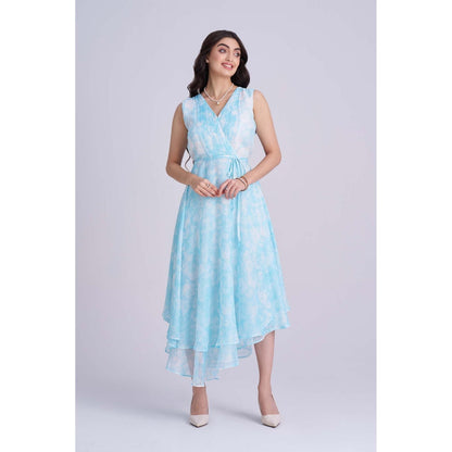 Torsha Blue Skyline Drift Midi Dress