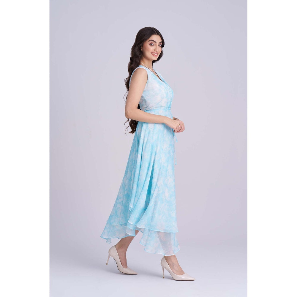Torsha Blue Skyline Drift Midi Dress