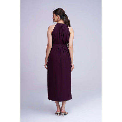 Torsha Burgundy Whisper Dress with Belt