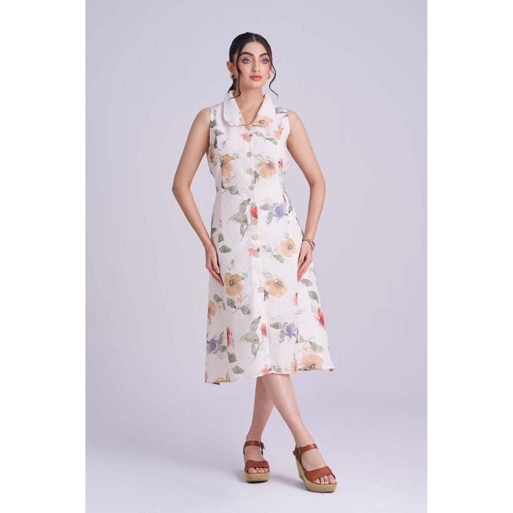 Torsha Multicolour Linen Meadow Dress