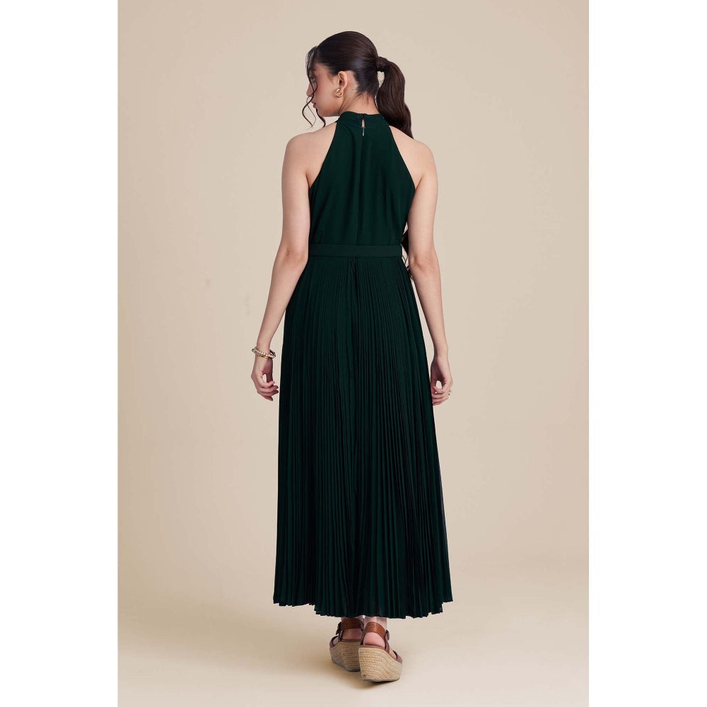 Torsha Green Verdant Flared Dress with Belt