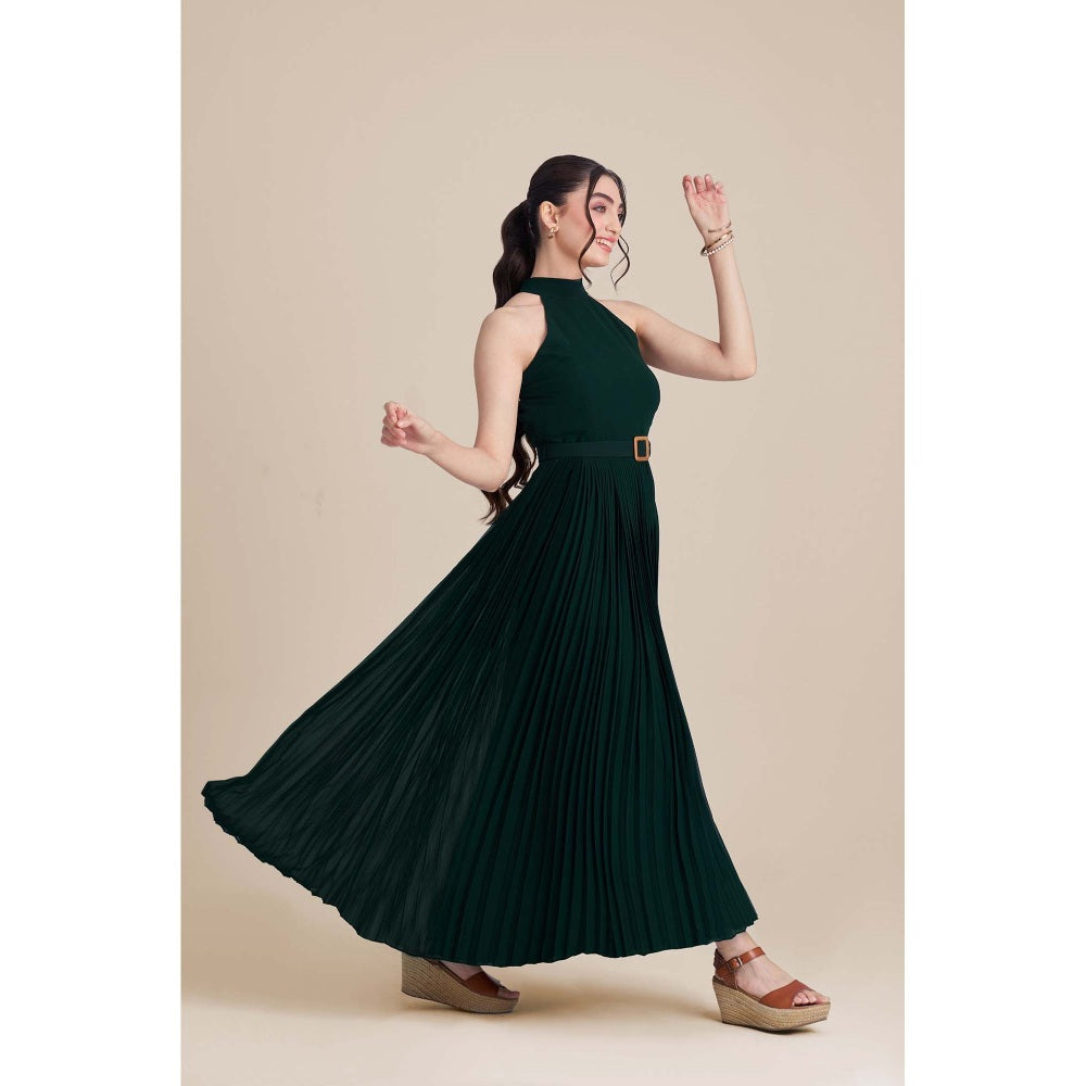 Torsha Green Verdant Flared Dress with Belt