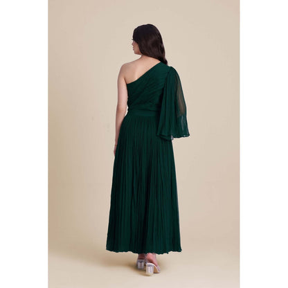 Torsha Green Willow One-Shoulder Maxi Dress