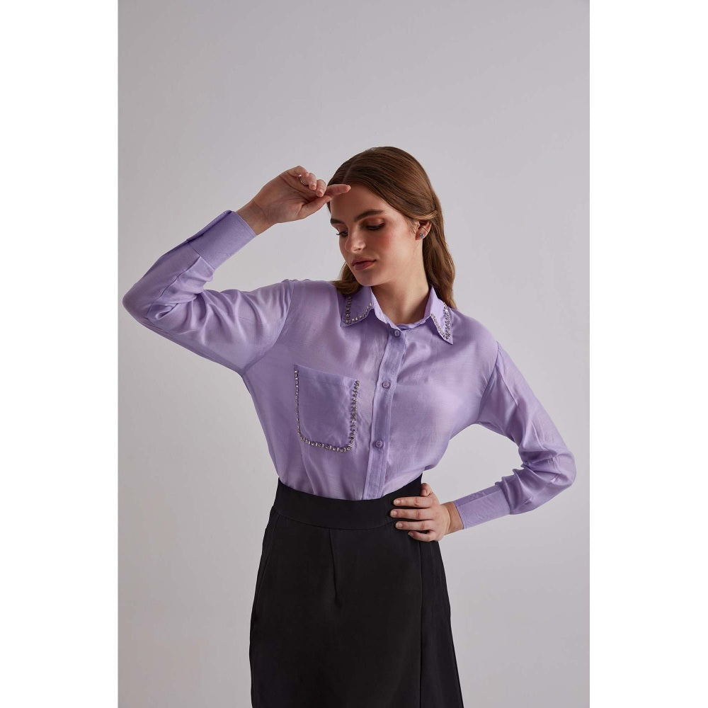 Torsha Purple Prestige Cotton Silk Shirt for Women