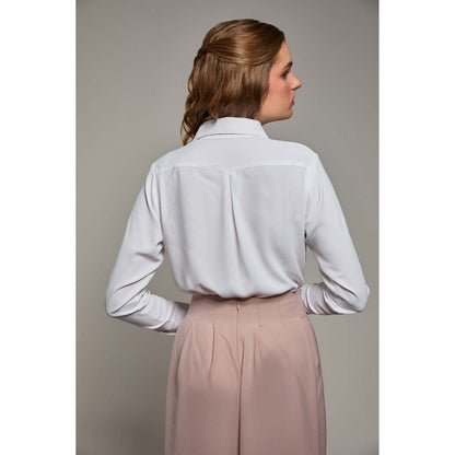 Torsha White Polyester Midnight Bloom Shirt for Women