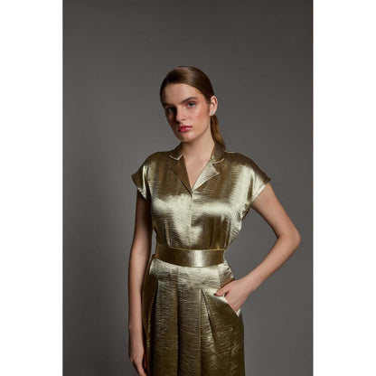 Torsha Golden Polyester Hour Shirt for Women