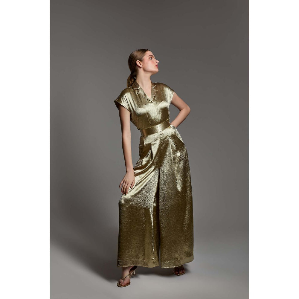 Torsha Golden Polyester Hour Shirt for Women