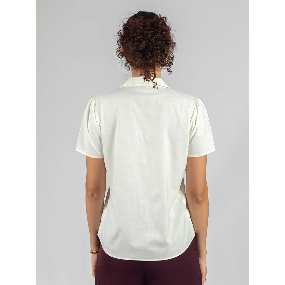 Torsha Off White Cuban White Shirt for Women