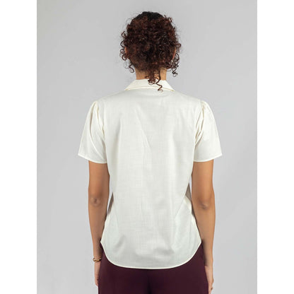 Torsha Off White Cuban White Shirt for Women
