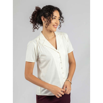Torsha Off White Cuban White Shirt for Women